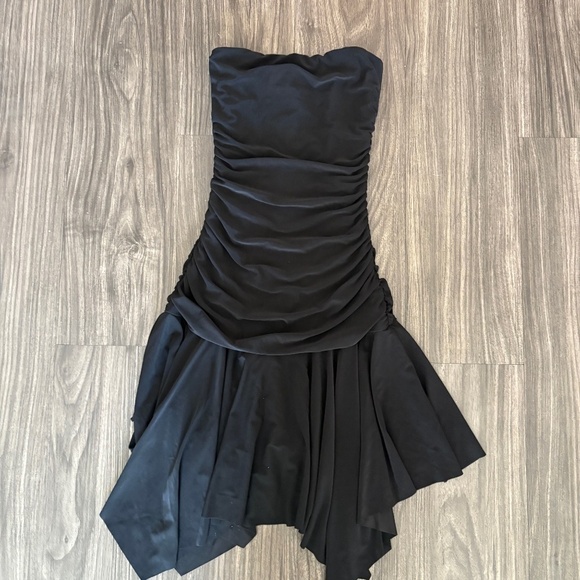 Windsor Flouncin' Around Strapless Ruffle Mini Dress Black XS NEW - Picture 2 of 5